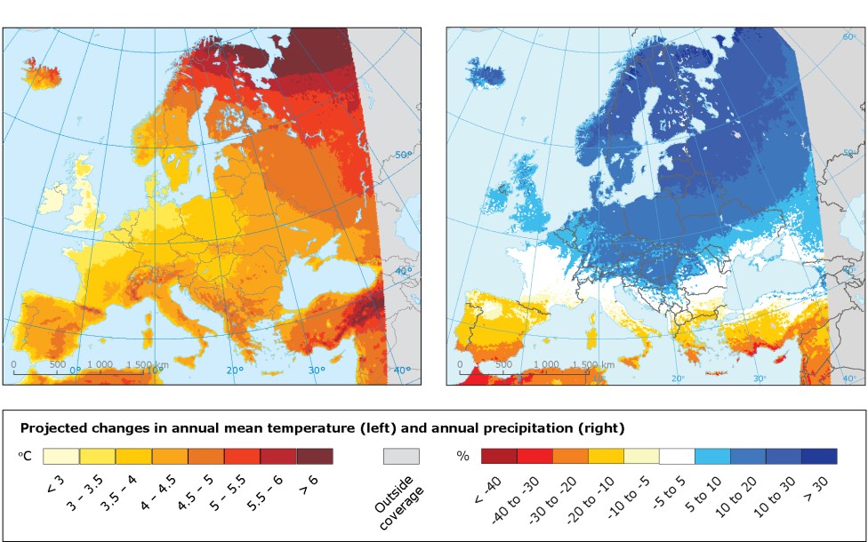 Changes in Annual Mean Temperature and Annual Precipitation
