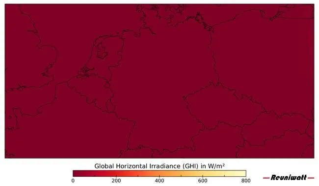 Solar power production irradiance radiation Germany Map of solar power production irradiance in Germany