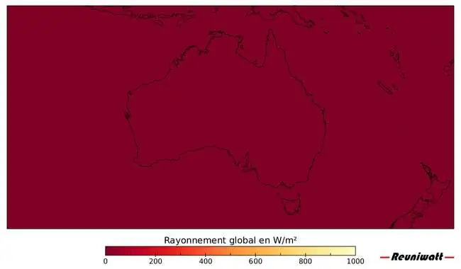 Photovoltaique production irradiance rayonnement solaire Australie Carte de l'irradiance du rayonnement solaire en Australie